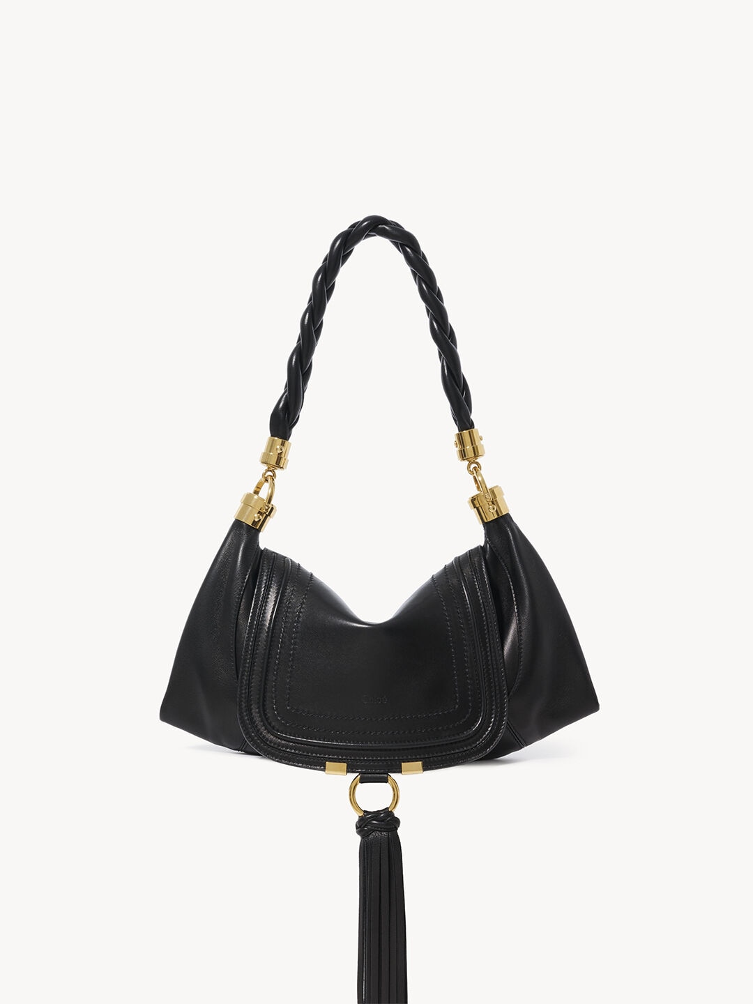 Marcie saddle bag in grained leather Black - Chloé